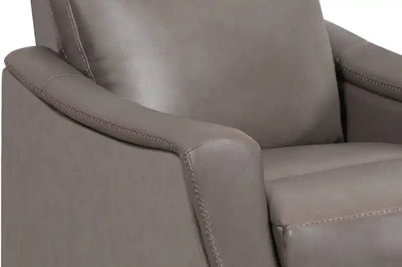 Natalie 32.5 Top-Grain Genuine Leather Pushback Reclining Chair with Wood Legs