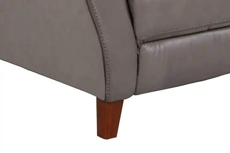 Natalie 32.5 Top-Grain Genuine Leather Pushback Reclining Chair with Wood Legs