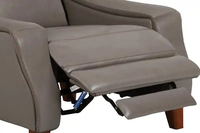 Natalie 32.5 Top-Grain Genuine Leather Pushback Reclining Chair with Wood Legs