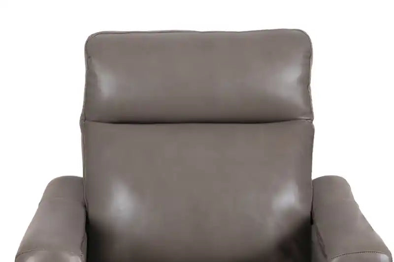 Natalie 32.5 Top-Grain Genuine Leather Pushback Reclining Chair with Wood Legs