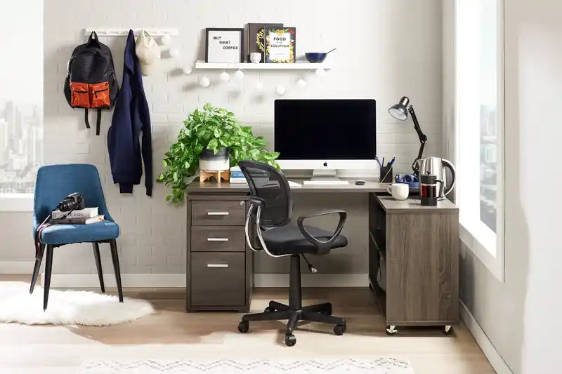 60" Folding Corner Office Desk with Storage & USB Ports