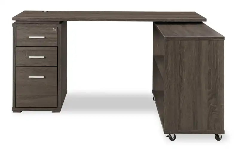 60" Folding Corner Office Desk with Storage & USB Ports