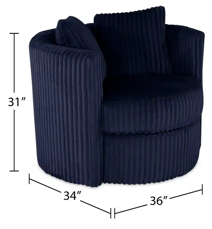 Made in Canada Petite 36 Chenille Fabric Swivel Cuddler Accent Chair - Plush Heaven White