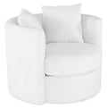 Made in Canada Petite 36 Chenille Fabric Swivel Cuddler Accent Chair - Plush Heaven White