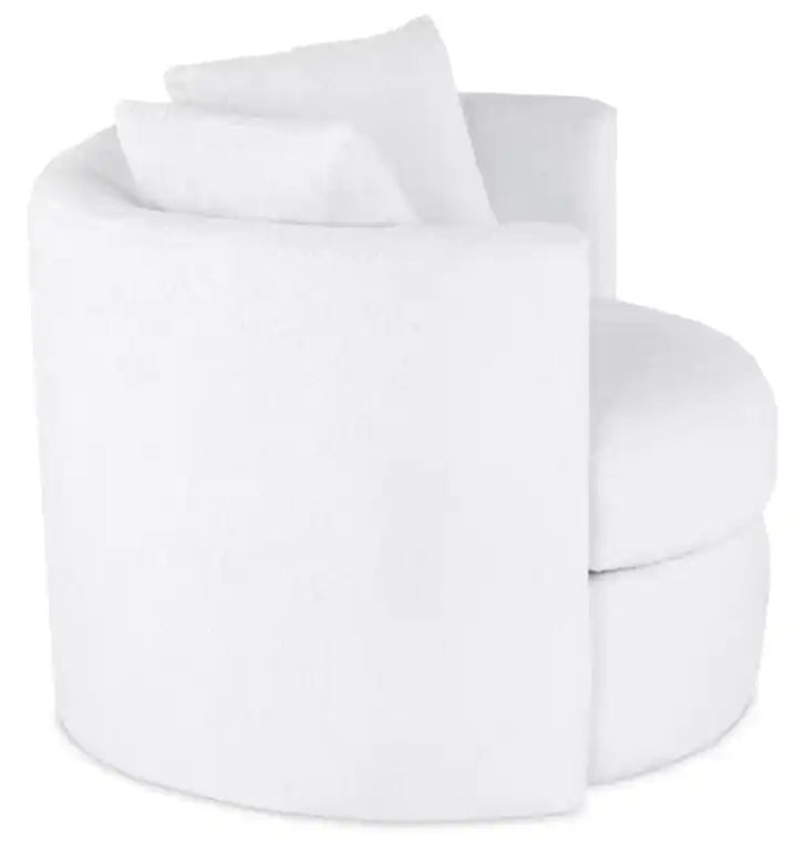 Made in Canada Petite 36 Chenille Fabric Swivel Cuddler Accent Chair - Plush Heaven White