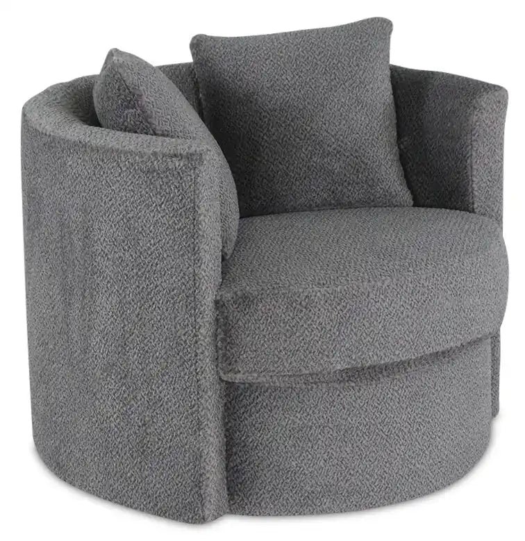 Made in Canada Petite 36 Chenille Fabric Swivel Cuddler Accent Chair - Plush Heaven White