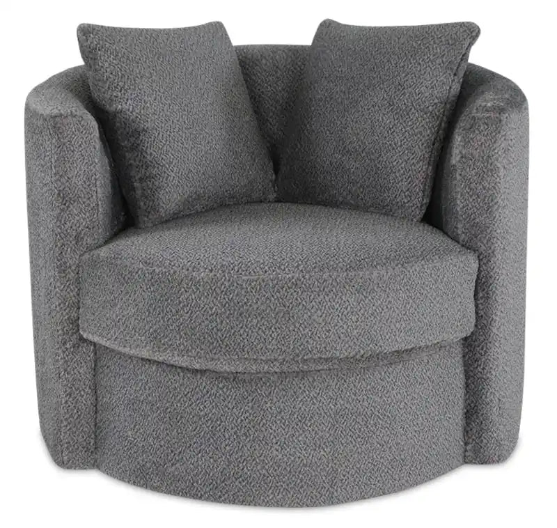 Made in Canada Petite 36 Chenille Fabric Swivel Cuddler Accent Chair - Plush Heaven White