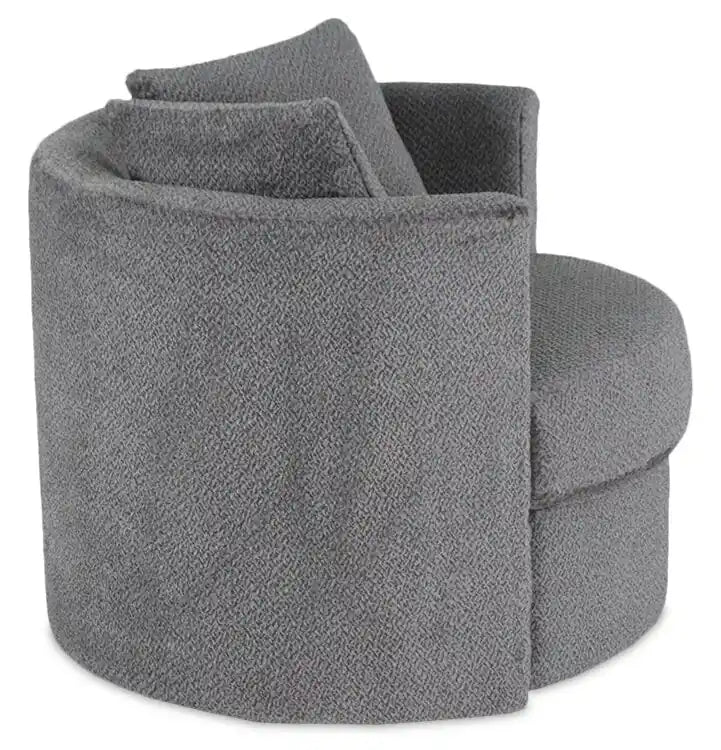 Made in Canada Petite 36 Chenille Fabric Swivel Cuddler Accent Chair - Plush Heaven White