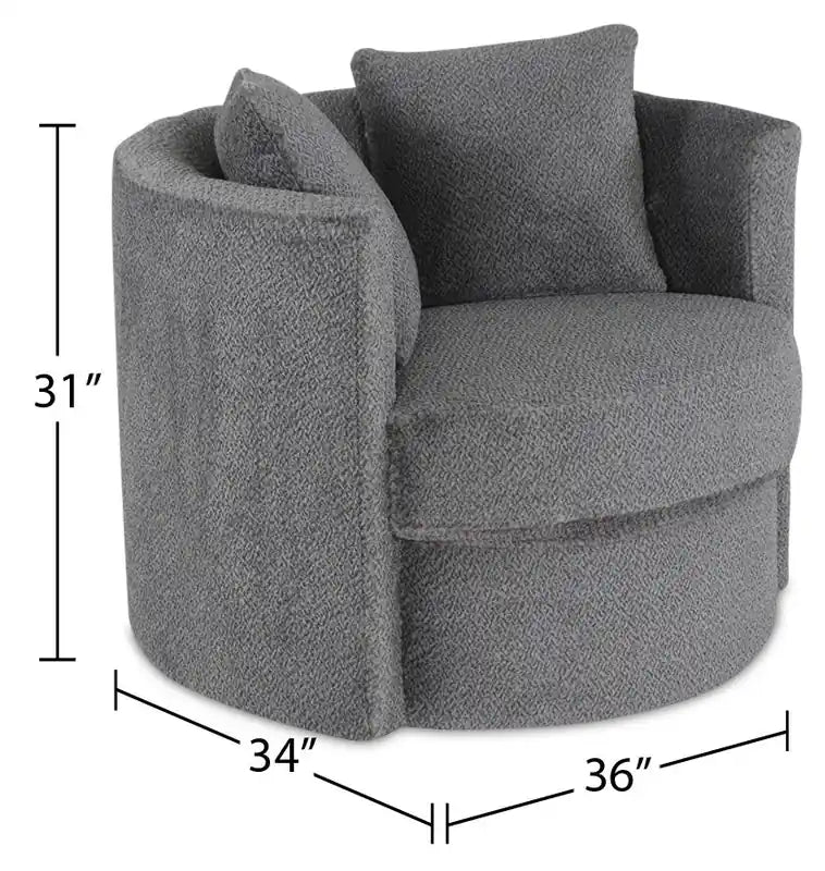 Made in Canada Petite 36 Chenille Fabric Swivel Cuddler Accent Chair - Plush Heaven White