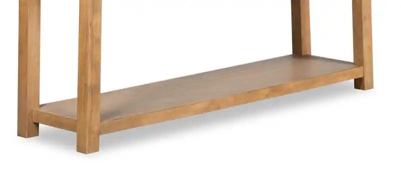 64" Modern Sofa Table with Storage and Shelf - Light Brown Oak