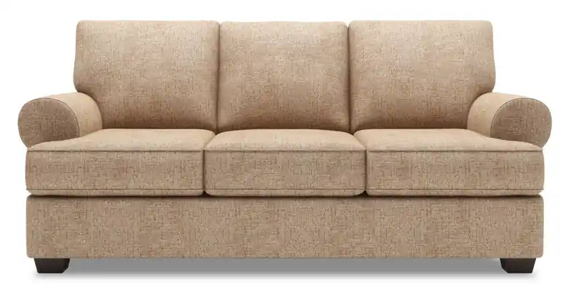 Made in Canada Customizable Sofa Lab Roll 86 Chenille Fabric Sofa with Rolled Arms - Luxury Taupe