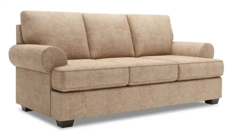 86" Chenille Fabric Sofa with Rolled Arms - Luxury Taupe