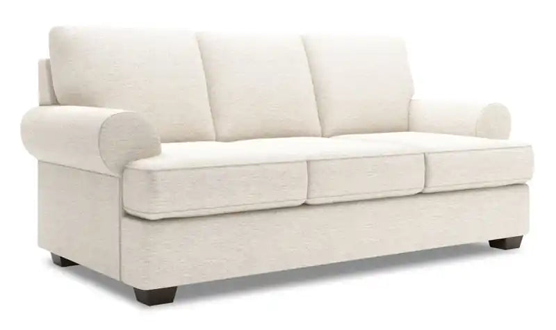 86" Chenille Fabric Sofa with Rolled Arms - Luxury Taupe