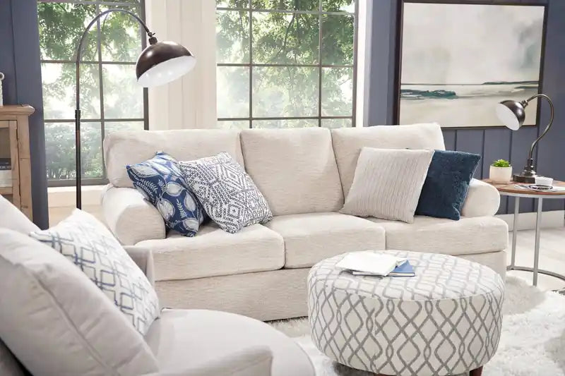 86" Chenille Fabric Sofa with Rolled Arms - Luxury Taupe