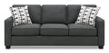 Made in Canada Sawyer 83 Linen-Look Fabric Sofa with Reversible Cushions and Accent Pillows - Charcoal Grey