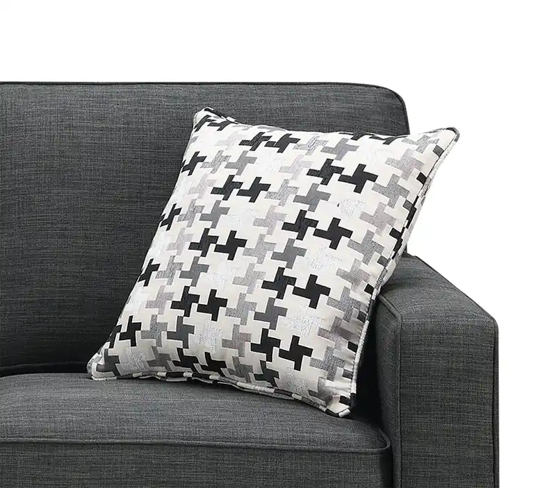 Made in Canada Sawyer 83 Linen-Look Fabric Sofa with Reversible Cushions and Accent Pillows - Charcoal Grey