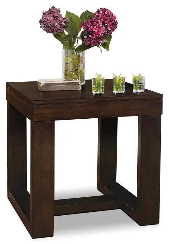 24" Contemporary End Table - Dark Brown Wood