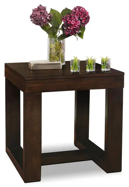 24" Contemporary End Table - Dark Brown Wood