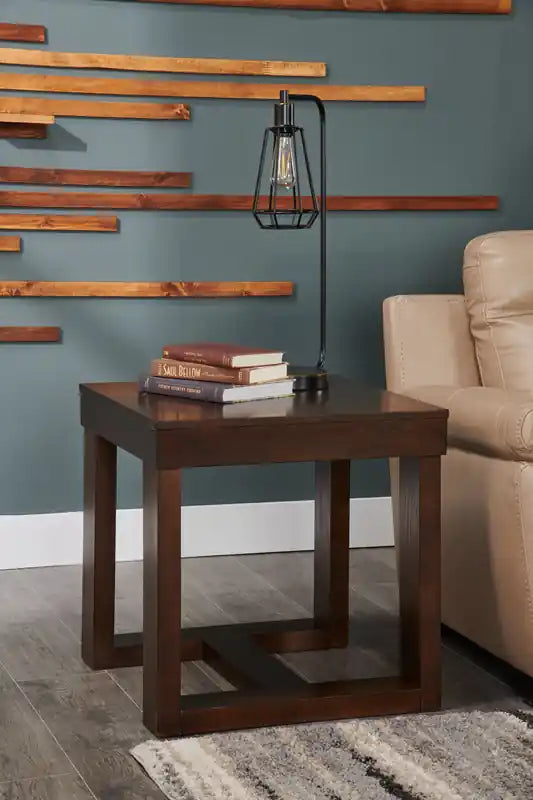 24" Contemporary End Table - Dark Brown Wood