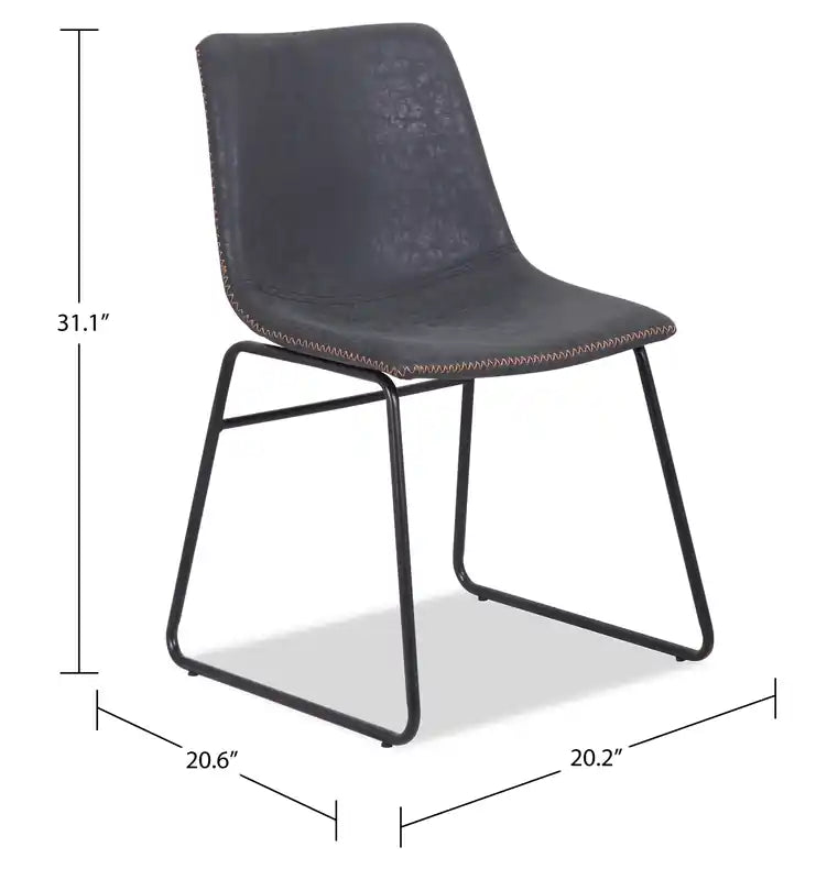 Dining Chair with Leather-Look Fabric
