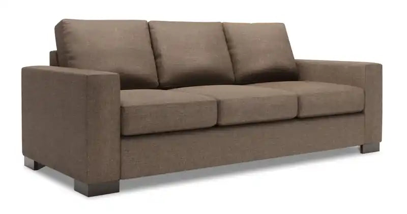 Made in Canada Customizable Sofa Lab Track 85 Linen-Look Fabric Sofa Bed with Track Arms - Pax Rose Pink