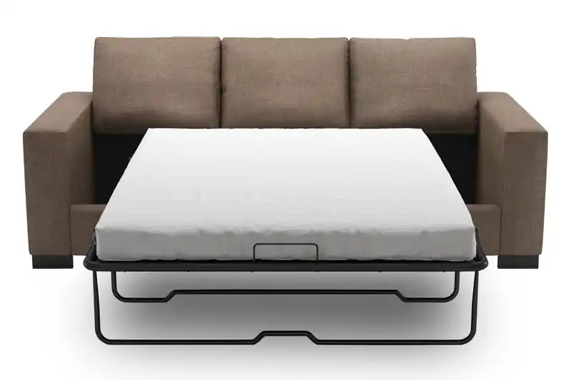 Made in Canada Customizable Sofa Lab Track 85 Linen-Look Fabric Sofa Bed with Track Arms - Pax Rose Pink