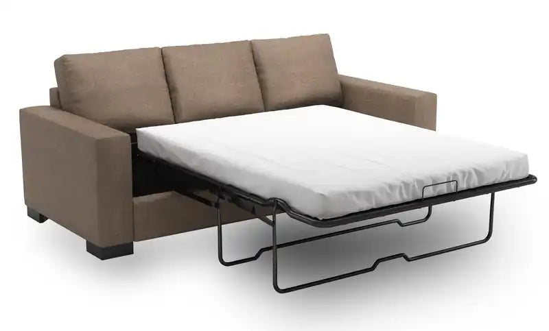 Made in Canada Customizable Sofa Lab Track 85 Linen-Look Fabric Sofa Bed with Track Arms - Pax Rose Pink
