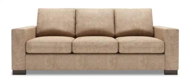 Made in Canada Customizable Sofa Lab Track 85 Linen-Look Fabric Sofa Bed with Track Arms - Pax Rose Pink