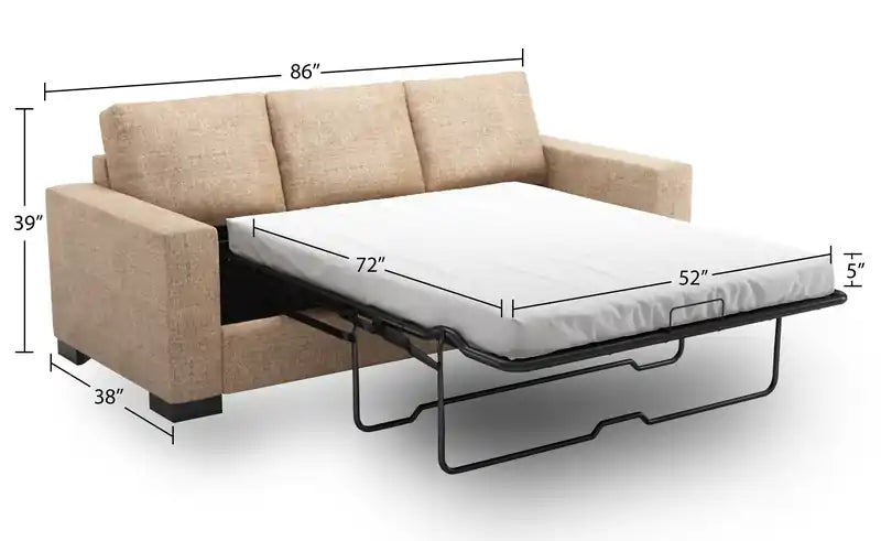 Made in Canada Customizable Sofa Lab Track 85 Linen-Look Fabric Sofa Bed with Track Arms - Pax Rose Pink