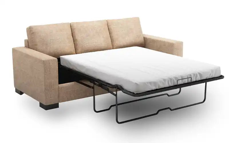 Made in Canada Customizable Sofa Lab Track 85 Linen-Look Fabric Sofa Bed with Track Arms - Pax Rose Pink