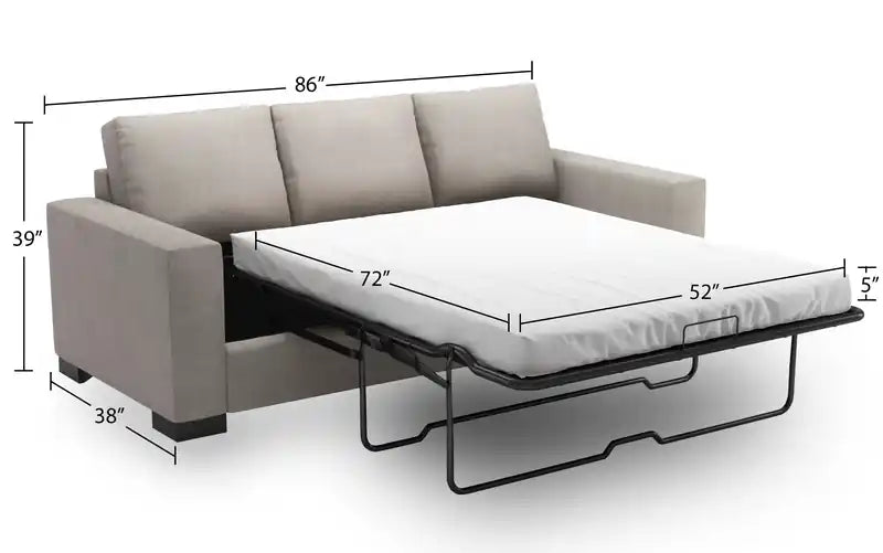 Made in Canada Customizable Sofa Lab Track 85 Linen-Look Fabric Sofa Bed with Track Arms - Pax Rose Pink