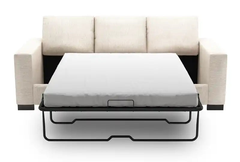 Made in Canada Customizable Sofa Lab Track 85 Linen-Look Fabric Sofa Bed with Track Arms - Pax Rose Pink