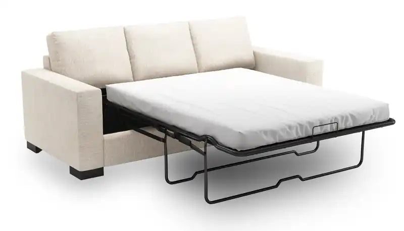 Made in Canada Customizable Sofa Lab Track 85 Linen-Look Fabric Sofa Bed with Track Arms - Pax Rose Pink