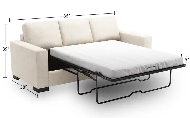 Made in Canada Customizable Sofa Lab Track 85 Linen-Look Fabric Sofa Bed with Track Arms - Pax Rose Pink