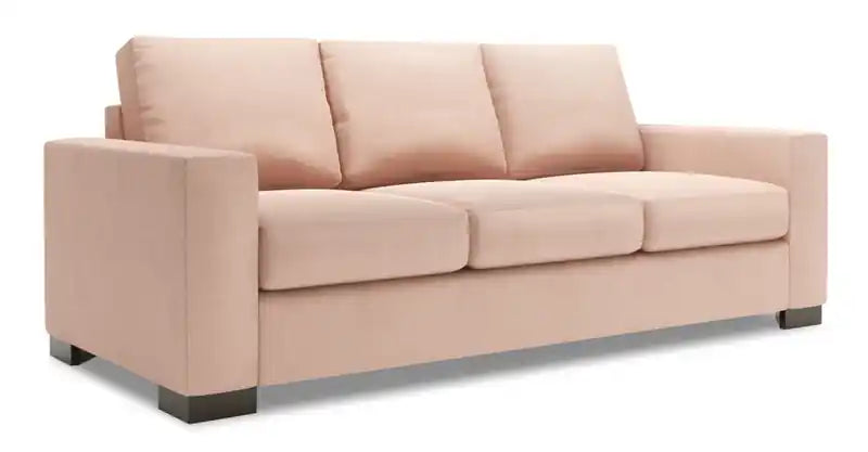 Made in Canada Customizable Sofa Lab Track 85 Linen-Look Fabric Sofa Bed with Track Arms - Pax Rose Pink
