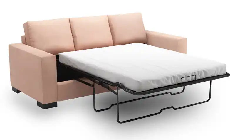 Made in Canada Customizable Sofa Lab Track 85 Linen-Look Fabric Sofa Bed with Track Arms - Pax Rose Pink