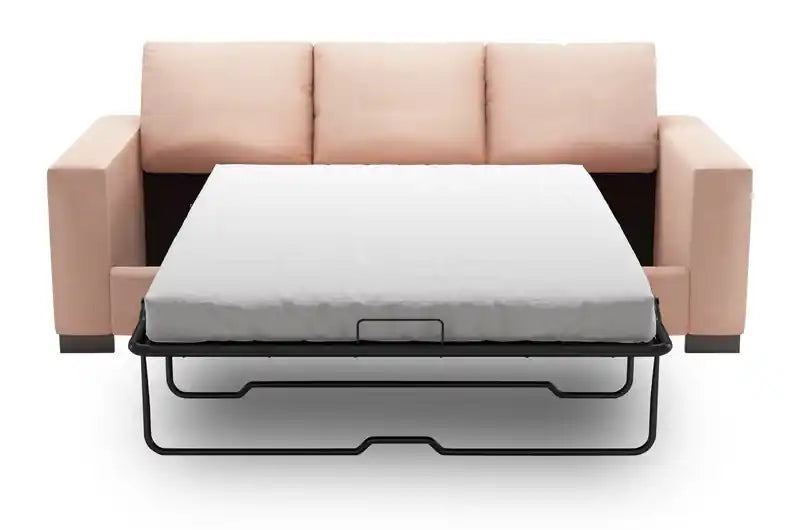 Made in Canada Customizable Sofa Lab Track 85 Linen-Look Fabric Sofa Bed with Track Arms - Pax Rose Pink