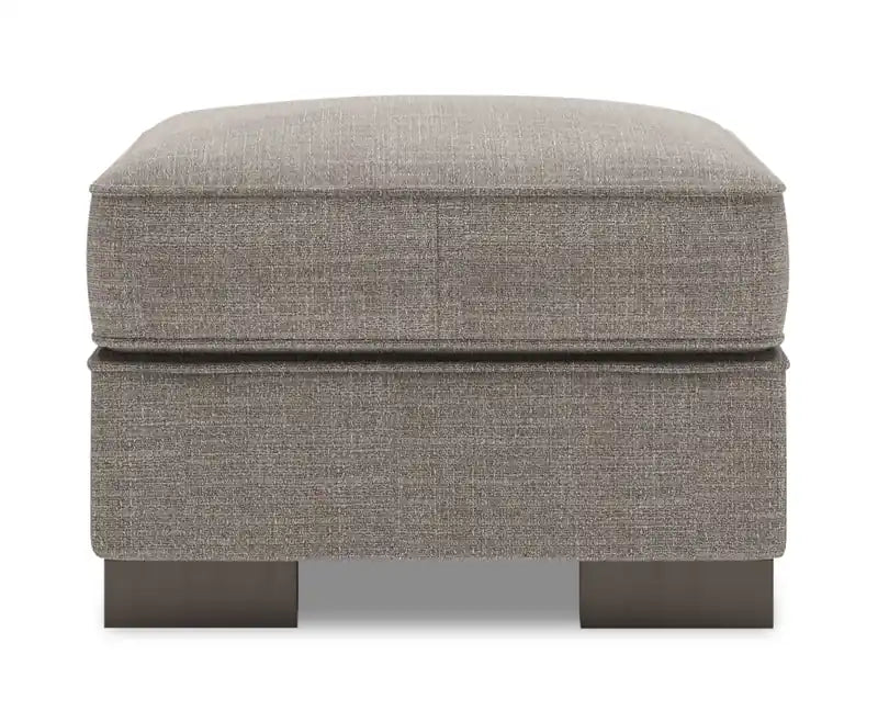 24" Chenille Fabric Ottoman - Luxury Sand Beige