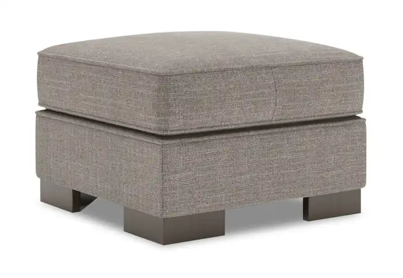 24" Chenille Fabric Ottoman - Luxury Sand Beige