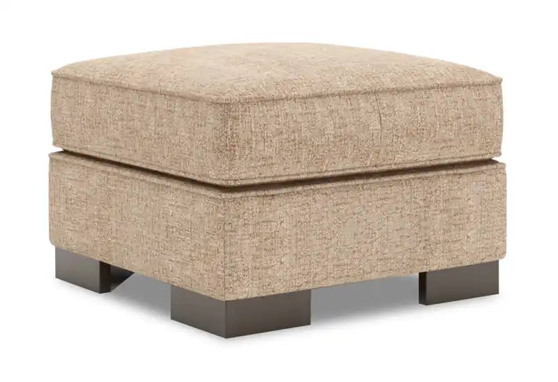 24" Chenille Fabric Ottoman - Luxury Sand Beige