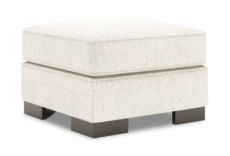 24" Chenille Fabric Ottoman - Luxury Sand Beige