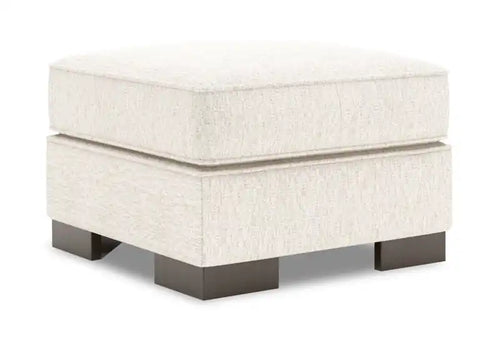 24" Chenille Fabric Ottoman - Luxury Sand Beige