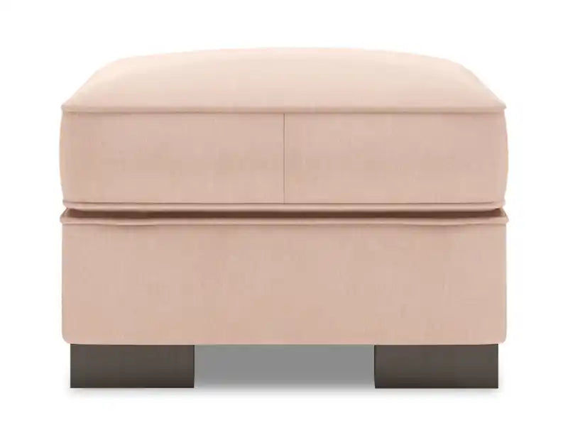 24" Chenille Fabric Ottoman - Luxury Sand Beige
