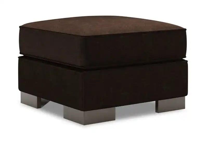 24" Chenille Fabric Ottoman - Luxury Sand Beige