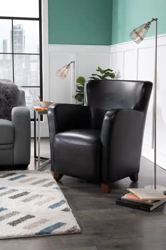 Zello 29.92 Faux Leather Accent Chair with Wood Legs